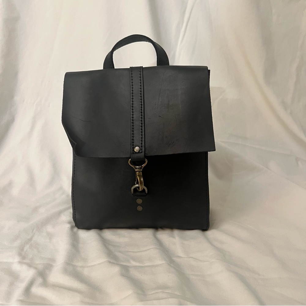 Black 100% Leather Backpack